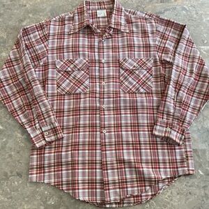 Vintage 1970s BIG MAC Plaid Work Shirt L JC Penney 16-16.5